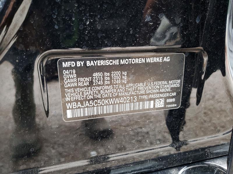 Aukcja sprzedaży 2019 Bmw 530, vin: WBAJA5C50KWW40213, numer aukcji: 54965016