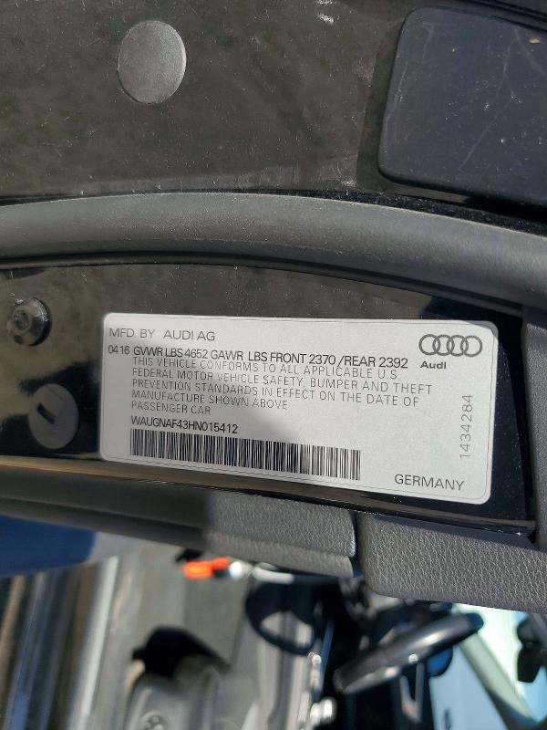 Продажа на аукционе авто 2017 Audi A4, vin: WAUGNAF43HN015412, номер лота: 53245296