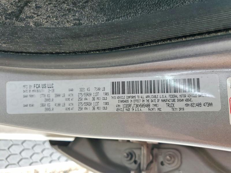 Продажа на аукционе авто 2019 Ram 1500, vin: 1C6SRFJT3KN505408, номер лота: 55197576