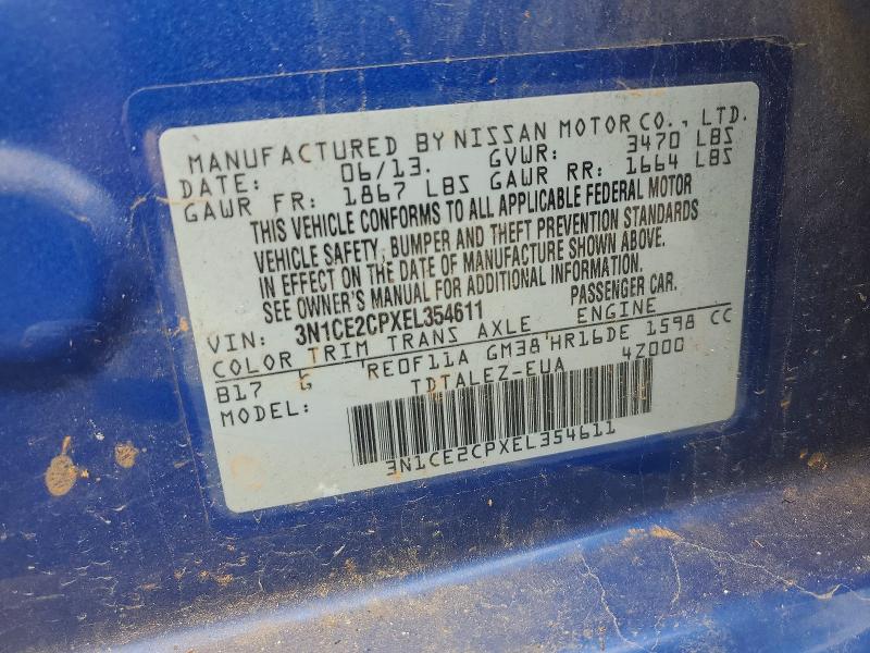 52410286 :رقم المزاد ، 3N1CE2CPXEL354611 vin ، 2014 Nissan Versa Note مزاد بيع