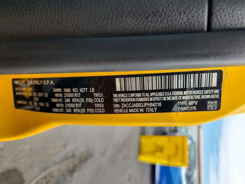 Auction sale of the 2018 Jeep Renegade, vin: ZACCJABB3JPH84216, lot number: 52180596