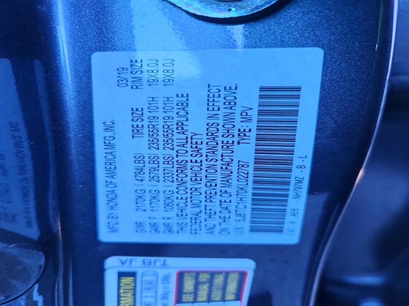 54278486 :رقم المزاد ، 5J8TC1H70KL022787 vin ، 2019 Acura Rdx مزاد بيع