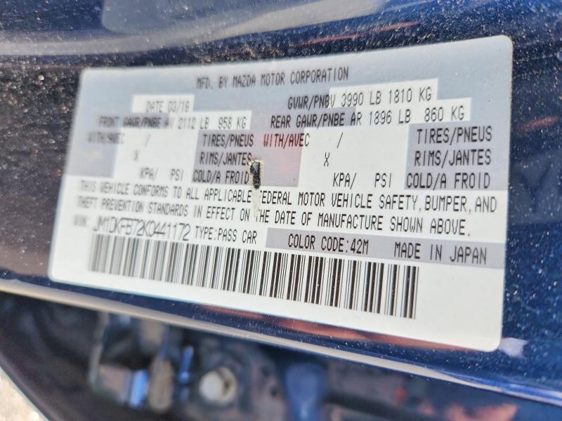 52439516 :رقم المزاد ، JM1DKFB72K0441172 vin ، 2019 Mazda Cx-3 مزاد بيع