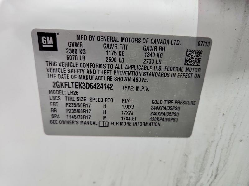 Aukcja sprzedaży 2013 Gmc Terrain, vin: 2GKFLTEK3D6424142, numer aukcji: 52894046