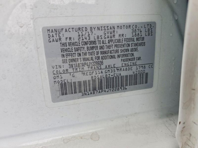 55117026 :رقم المزاد ، 3N1AB7AP4JY228936 vin ، 2018 Nissan Sentra مزاد بيع