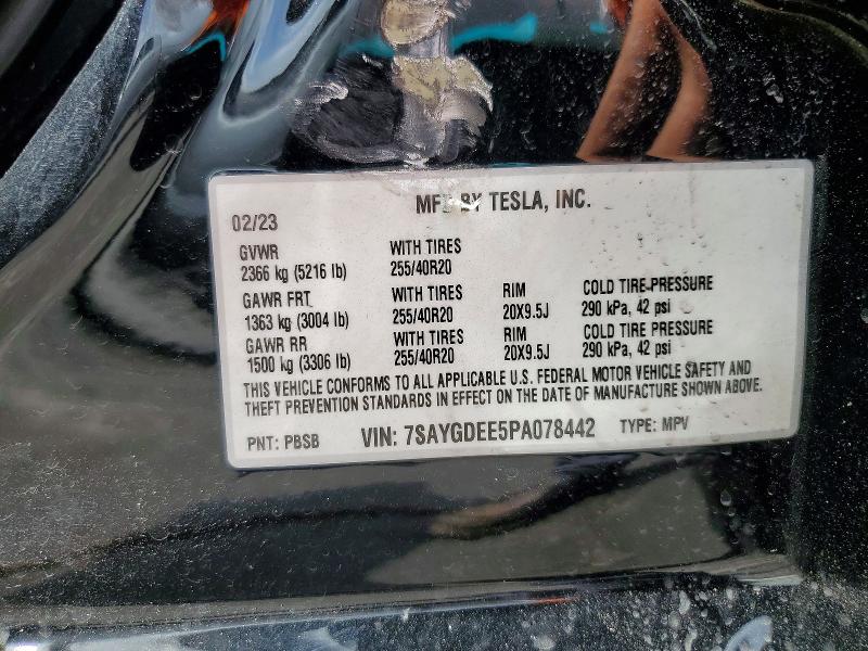 54997716 :رقم المزاد ، 7SAYGDEE5PA078442 vin ، 2023 Tesla Model Y مزاد بيع