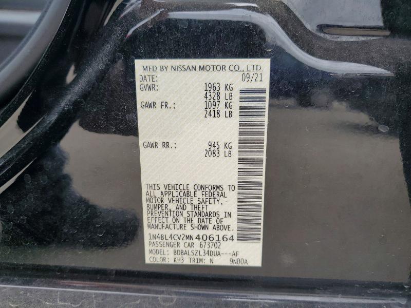 Продаж на аукціоні авто 2021 Nissan Altima, vin: 1N4BL4CV2MN406164, номер лоту: 54206236