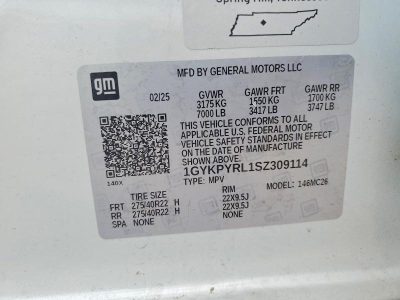 Aukcja sprzedaży 2025 Cadillac Lyriq, vin: 1GYKPYRL1SZ309114, numer aukcji: 52531566