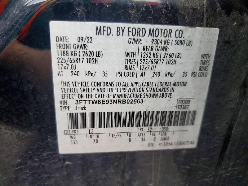 Продажа на аукционе авто 2022 Ford Maverick, vin: 3FTTW8E93NRB02563, номер лота: 53691926