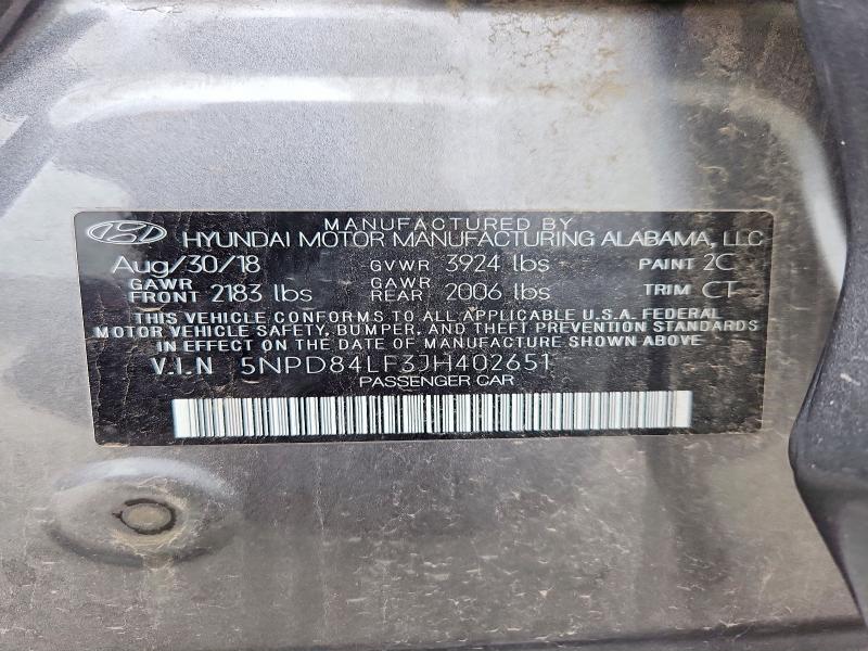 Aukcja sprzedaży 2018 Hyundai Elantra, vin: 5NPD84LF3JH402651, numer aukcji: 54327326
