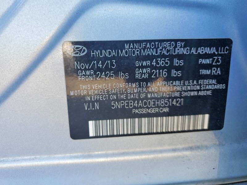 Продажа на аукционе авто 2014 Hyundai Sonata, vin: 5NPEB4AC0EH851421, номер лота: 52682266