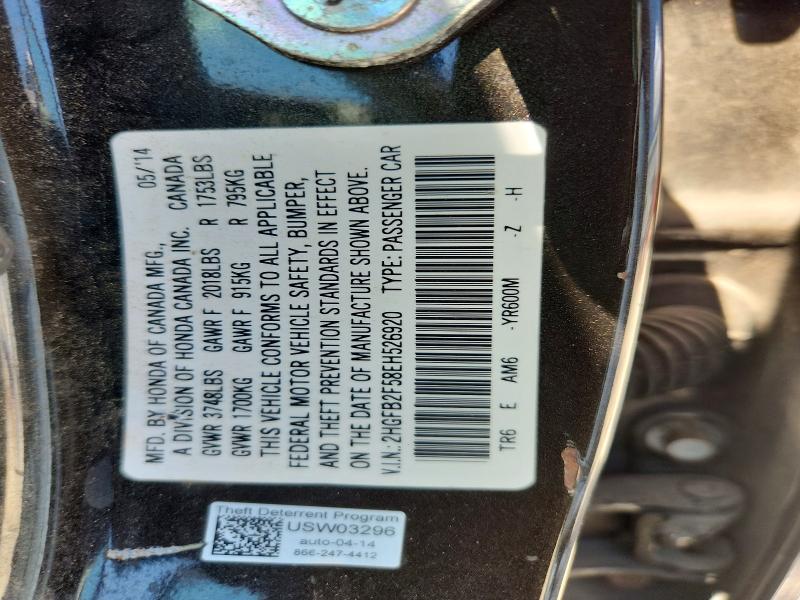 Aukcja sprzedaży 2014 Honda Civic, vin: 2HGFB2F58EH526920, numer aukcji: 53283246