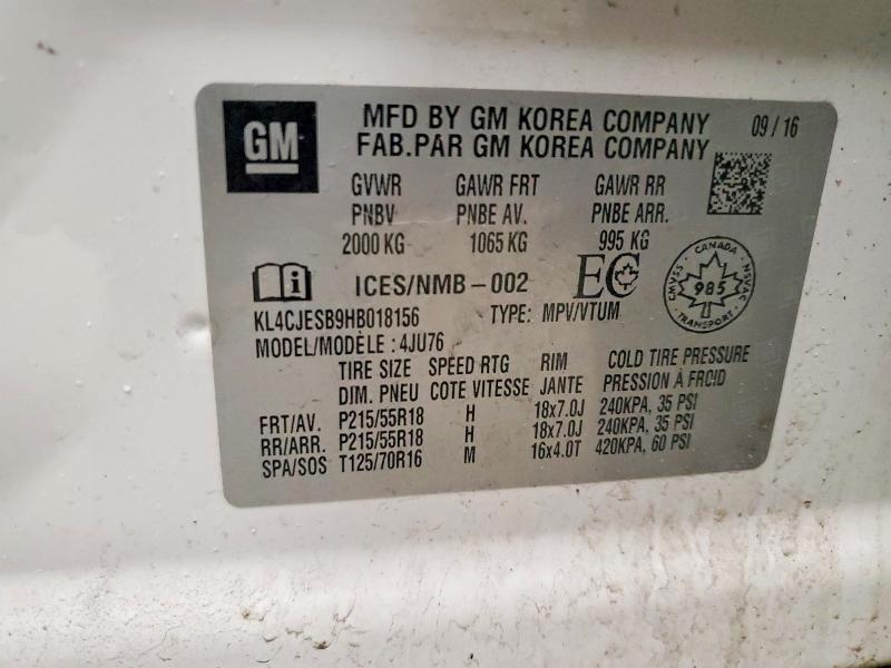 Продажа на аукционе авто 2017 Buick Encore, vin: KL4CJESB9HB018156, номер лота: 54103506