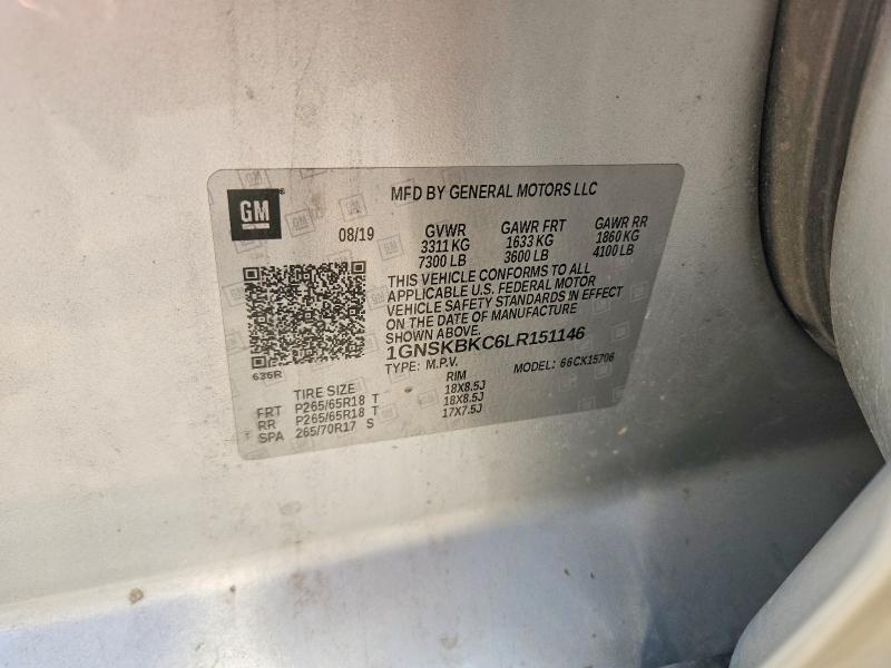 Продаж на аукціоні авто 2020 Chevrolet Tahoe, vin: 1GNSKBKC6LR151146, номер лоту: 54596196