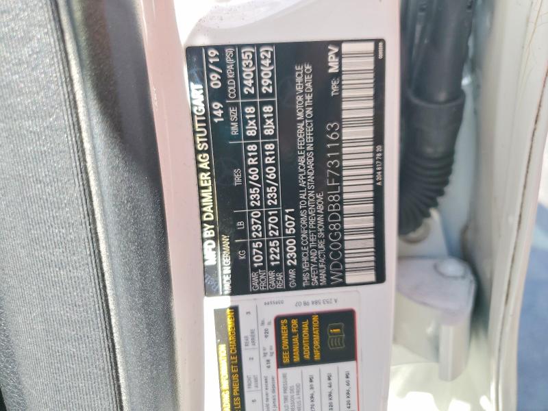 Продаж на аукціоні авто 2020 Mercedes-benz Glc, vin: WDC0G8DB8LF731163, номер лоту: 54058986