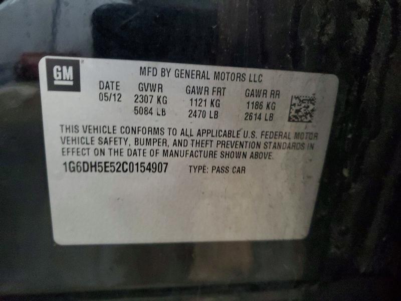 54692896 :رقم المزاد ، 1G6DH5E52C0154907 vin ، 2012 Cadillac Cts مزاد بيع