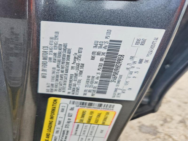 2017 Ford Fusion მანქანა იყიდება აუქციონზე, vin: 3FA6P0RU9HR399858, აუქციონის ნომერი: 53901946