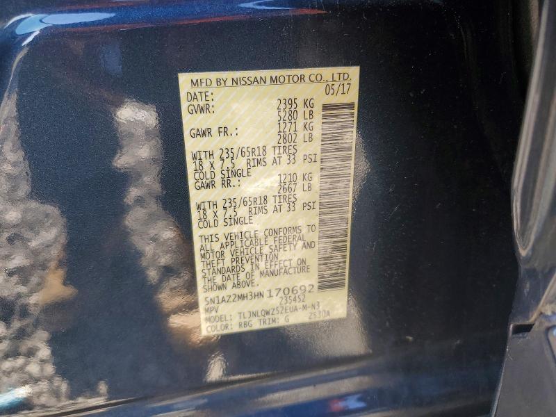 Продаж на аукціоні авто 2017 Nissan Murano, vin: 5N1AZ2MH3HN170692, номер лоту: 52764896