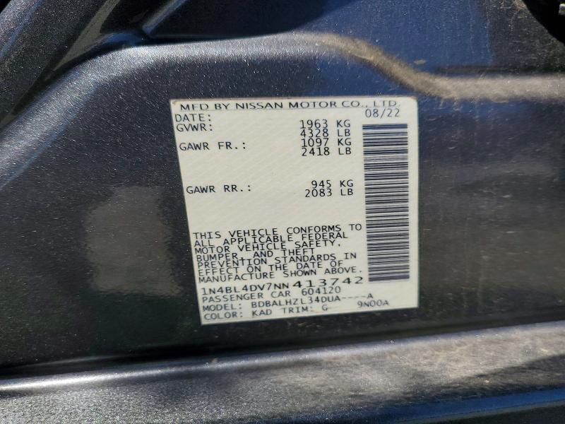 54006606 :رقم المزاد ، 1N4BL4DV7NN413742 vin ، 2022 Nissan Altima مزاد بيع