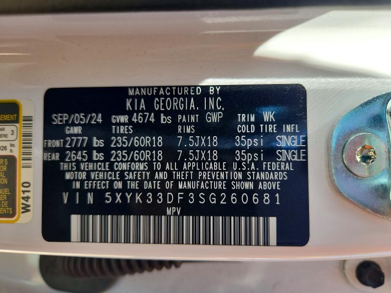 2025 Kia Sportage მანქანა იყიდება აუქციონზე, vin: 5XYK33DF3SG260681, აუქციონის ნომერი: 53934586