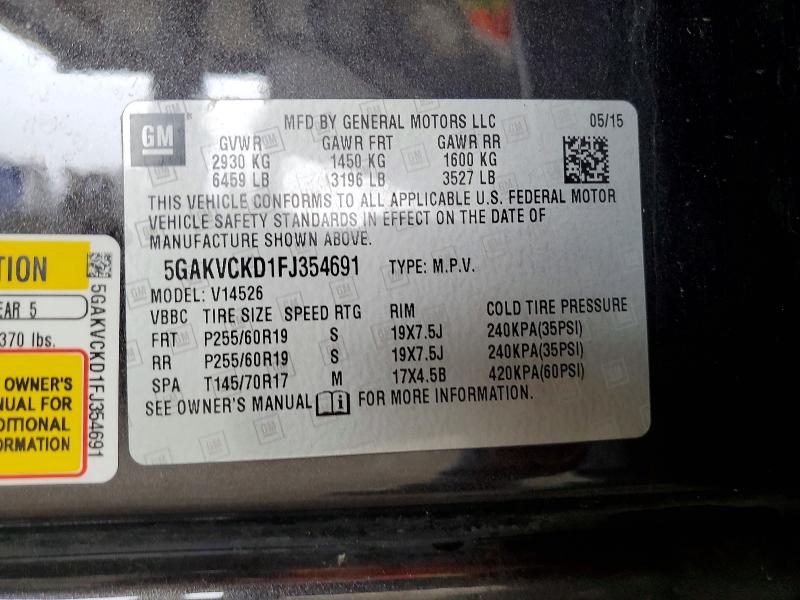Aukcja sprzedaży 2015 Buick Enclave, vin: 5GAKVCKD1FJ354691, numer aukcji: 53046436