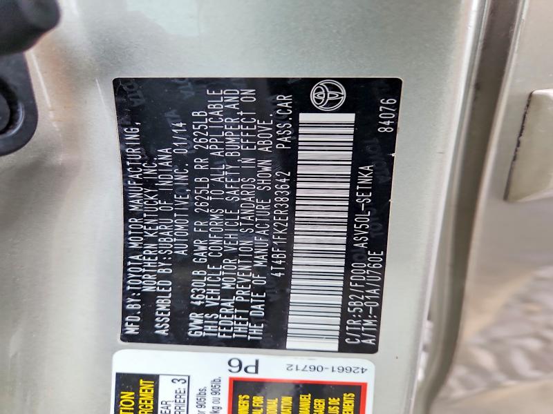 53574806 :رقم المزاد ، 4T4BF1FK2ER383642 vin ، 2014 Toyota Camry مزاد بيع