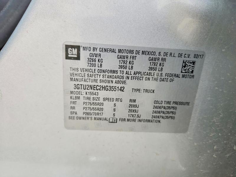 52132666 :رقم المزاد ، 3GTU2NEC2HG355142 vin ، 2017 Gmc Sierra مزاد بيع