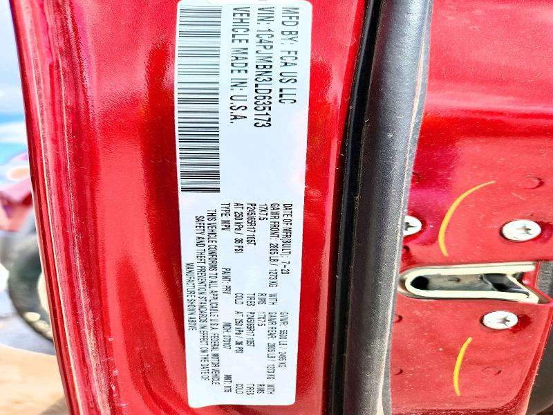 52535276 :رقم المزاد ، 1C4PJMBN3LD635173 vin ، 2020 Jeep Cherokee مزاد بيع