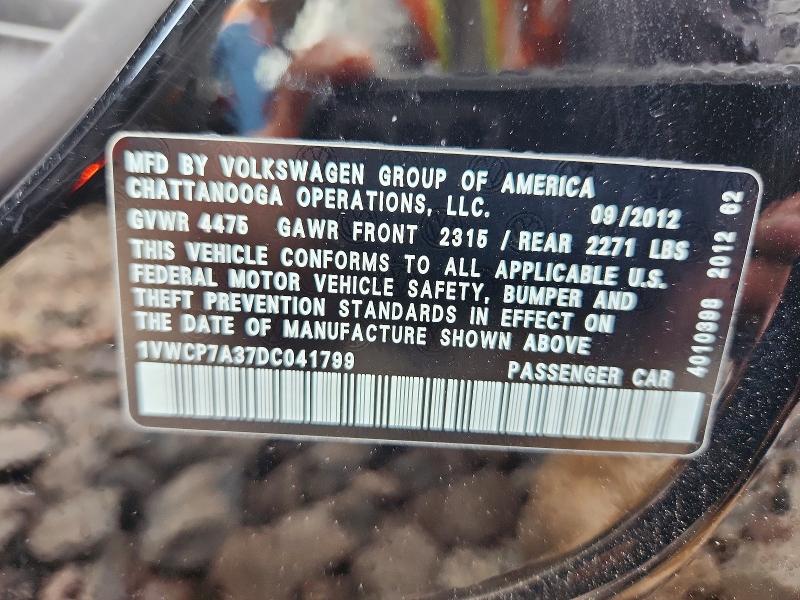 Продажа на аукционе авто 2013 Volkswagen Passat, vin: 1VWCP7A37DC041799, номер лота: 53395306