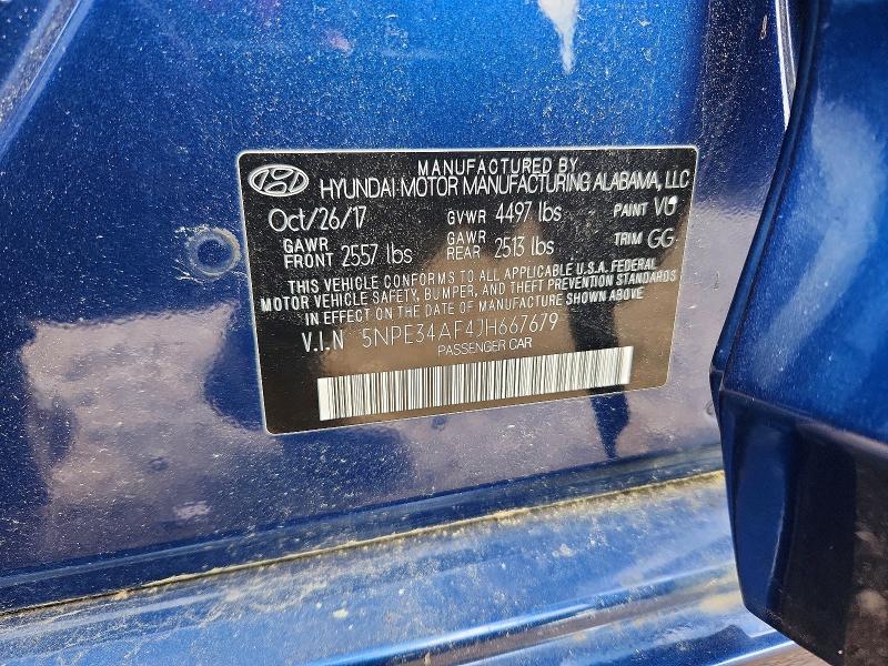 53525926 :رقم المزاد ، 5NPE34AF4JH667679 vin ، 2018 Hyundai Sonata مزاد بيع