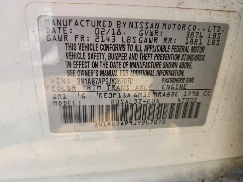 Aukcja sprzedaży 2018 Nissan Sentra, vin: 3N1AB7AP9JY267070, numer aukcji: 52159546