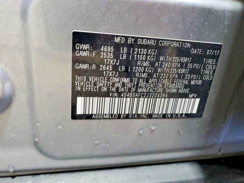 Продажа на аукционе авто 2018 Subaru Outback, vin: 4S4BSAFC2J3204384, номер лота: 53819116