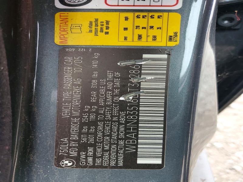 Продажа на аукционе авто 2006 Bmw 750, vin: WBAHN83516DT34286, номер лота: 49316036