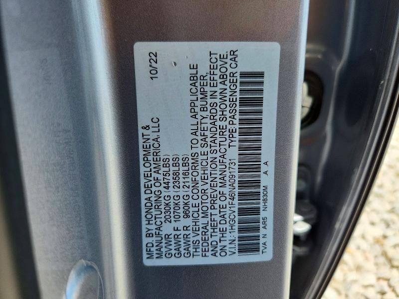 Продаж на аукціоні авто 2022 Honda Accord, vin: 1HGCV1F46NA091731, номер лоту: 55126526