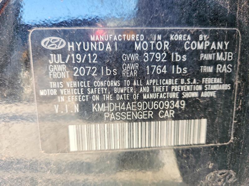 2013 Hyundai Elantra მანქანა იყიდება აუქციონზე, vin: KMHDH4AE9DU609349, აუქციონის ნომერი: 53167446