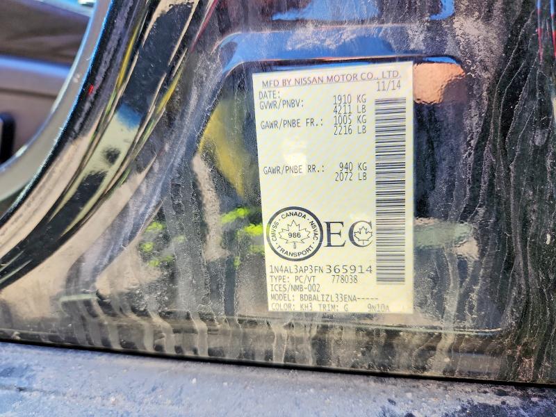 Продажа на аукционе авто 2015 Nissan Altima, vin: 1N4AL3AP3FN365914, номер лота: 54945316