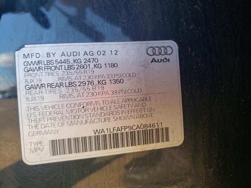 2012 Audi Q5 მანქანა იყიდება აუქციონზე, vin: WA1LFAFP9CA084611, აუქციონის ნომერი: 51763036