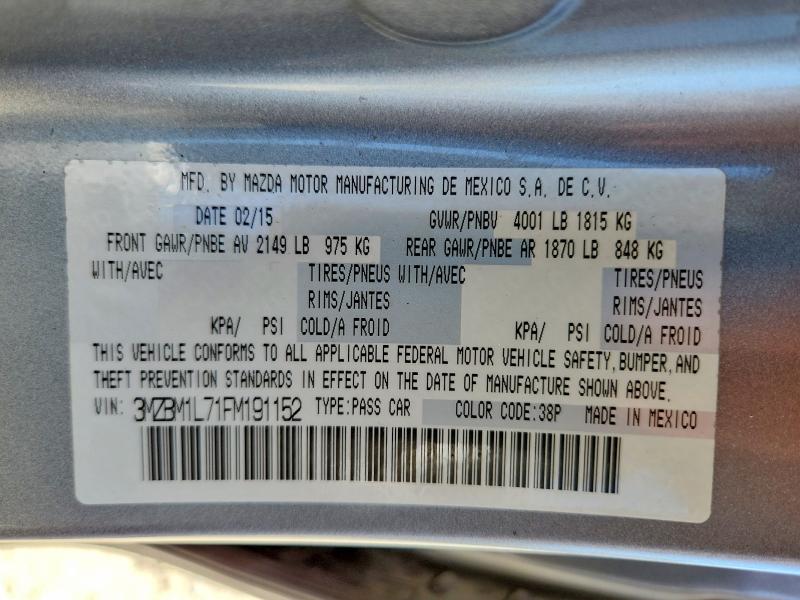 54164806 :رقم المزاد ، 3MZBM1L71FM191152 vin ، 2015 Mazda 3 مزاد بيع
