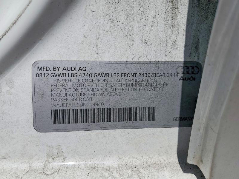 2013 Audi A4 მანქანა იყიდება აუქციონზე, vin: WAUEFAFL2DN018940, აუქციონის ნომერი: 53482276