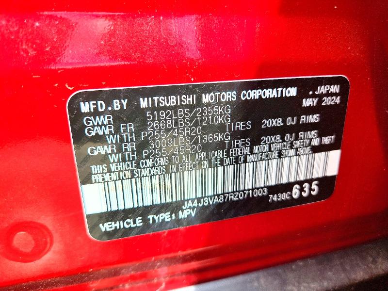 Продажа на аукционе авто 2024 Mitsubishi Outlander, vin: JA4J3VA87RZ071003, номер лота: 53645836