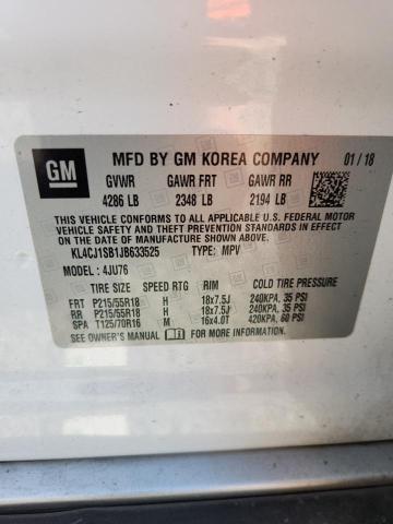 Aukcja sprzedaży 2018 Buick Encore, vin: KL4CJ1SB1JB633525, numer aukcji: 54778956