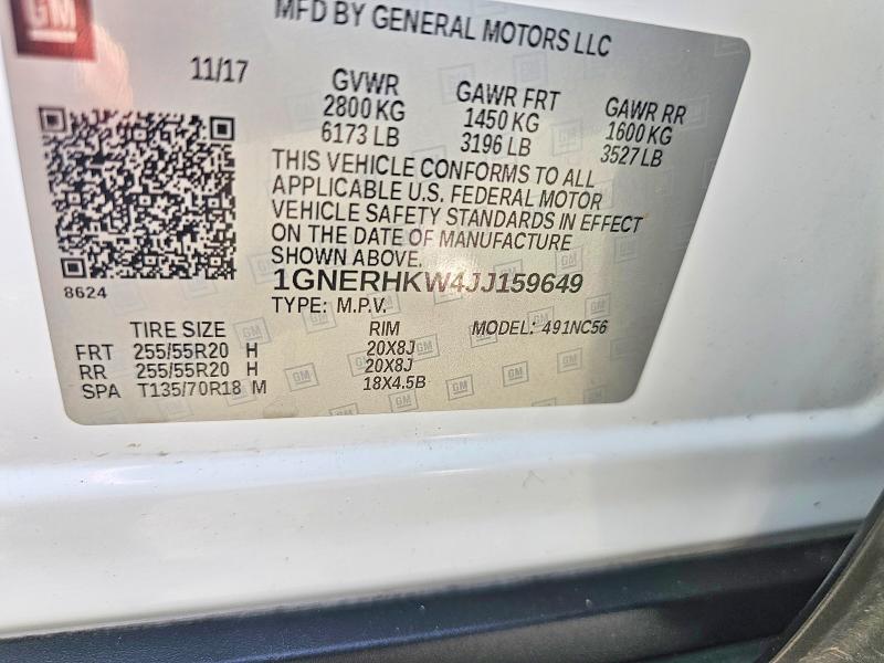 Продажа на аукционе авто 2018 Chevrolet Traverse, vin: 1GNERHKW4JJ159649, номер лота: 52500786
