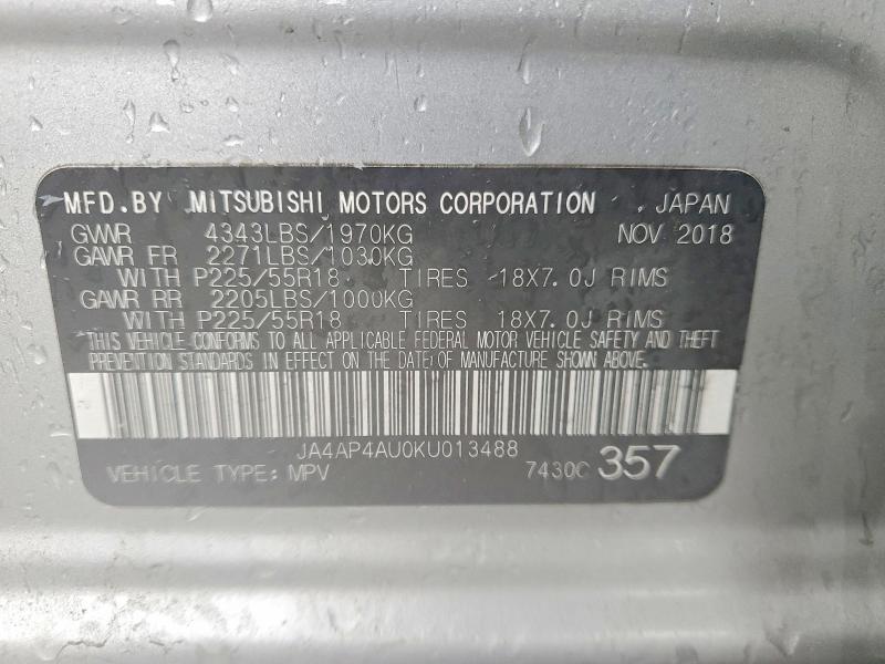 Продаж на аукціоні авто 2019 Mitsubishi Outlander Sport, vin: JA4AP4AU0KU013488, номер лоту: 52307506