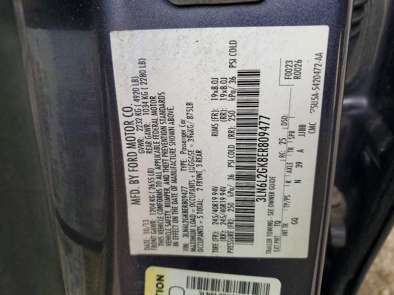 51829606 :رقم المزاد ، 3LN6L2GK8ER809477 vin ، 2014 Lincoln Townhouse Mkz مزاد بيع