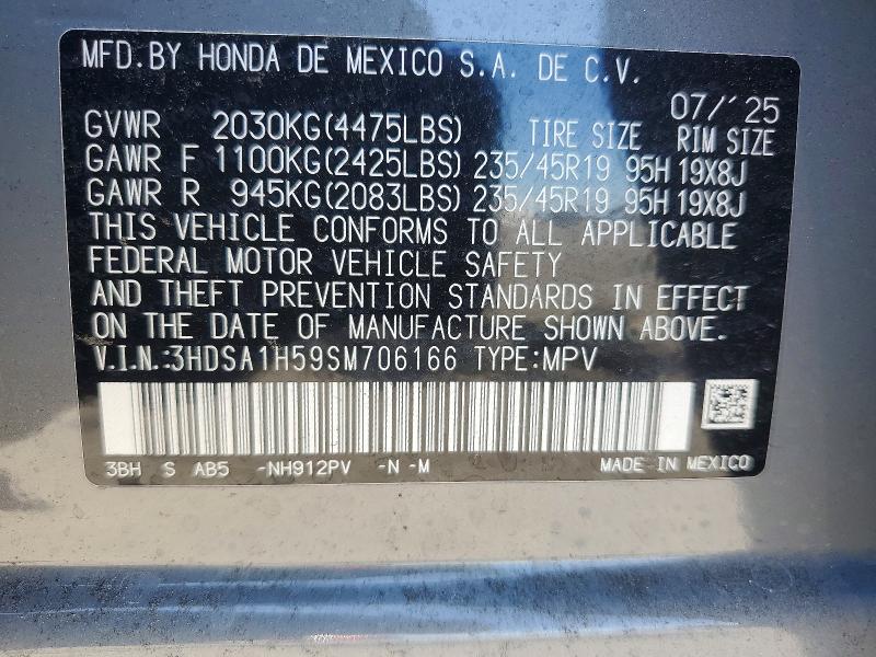 2025 Acura Adx მანქანა იყიდება აუქციონზე, vin: 3HDSA1H59SM706166, აუქციონის ნომერი: 52865586