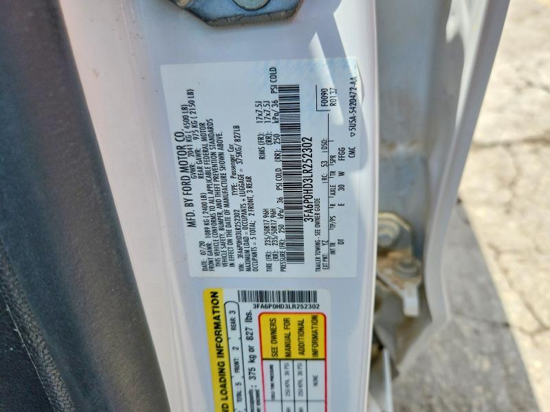 Продаж на аукціоні авто 2020 Ford Fusion, vin: 3FA6P0HD3LR252302, номер лоту: 54952386