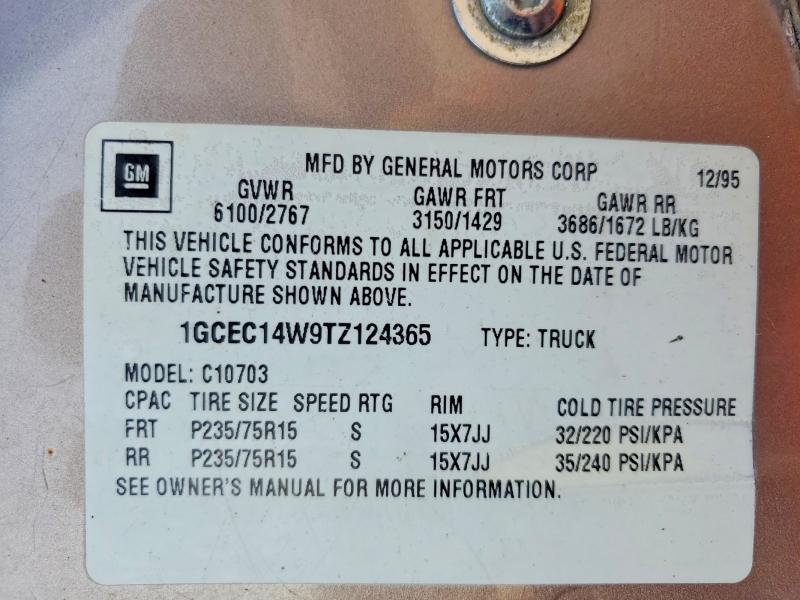 Продажа на аукционе авто 1996 Chevrolet Gmt-400, vin: 1GCEC14W9TZ124365, номер лота: 52302876