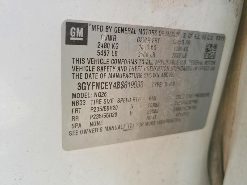 54058966 :رقم المزاد ، 3GYFNCEY4BS619993 vin ، 2011 Cadillac Srx مزاد بيع