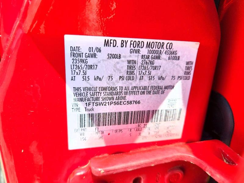 53917166 :رقم المزاد ، 1FTSW21P56EC58766 vin ، 2006 Ford F250 مزاد بيع