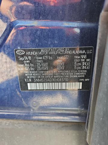 2019 Hyundai Santa Fe მანქანა იყიდება აუქციონზე, vin: 5NMS23AD1KH043710, აუქციონის ნომერი: 52262946